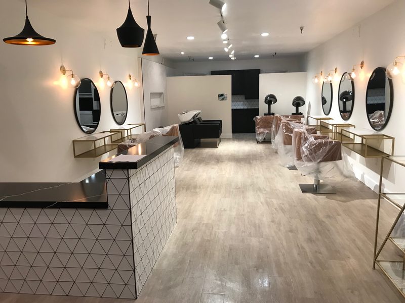 Finished salon interior after post-construction cleaning